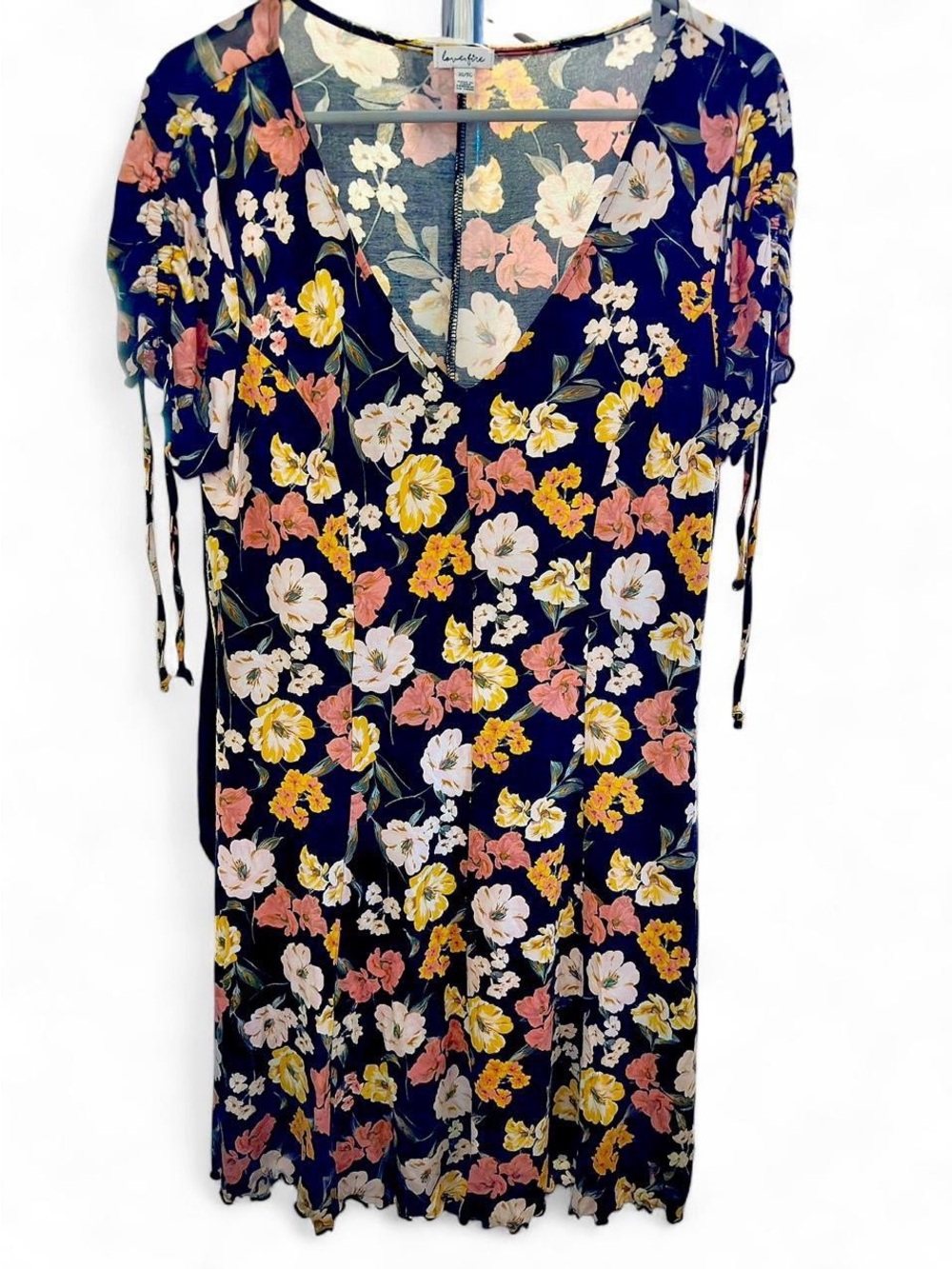 Black Floral V-Neck Dress - Size XL